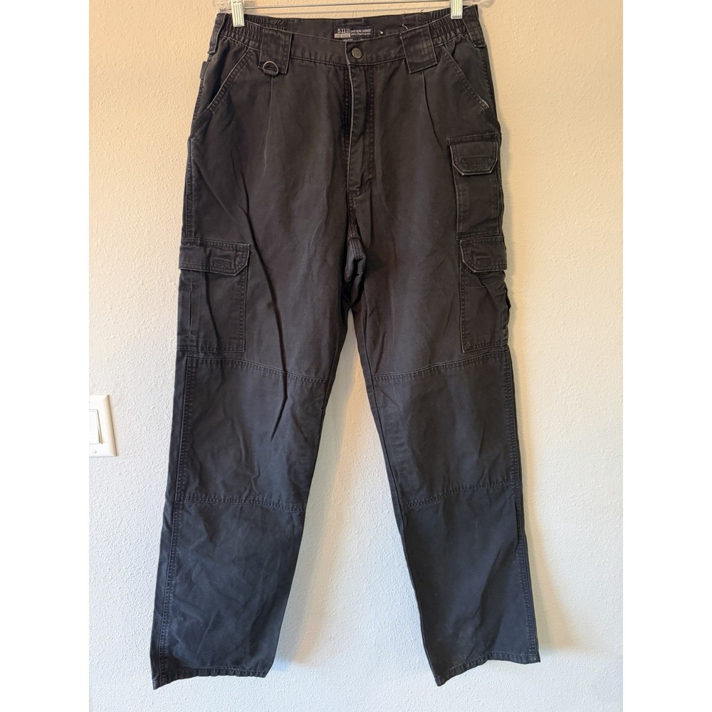 5.11 Tactical Cargo Pants Worn Black Mens 34X36 Cargo Thick Canvas Work Wear